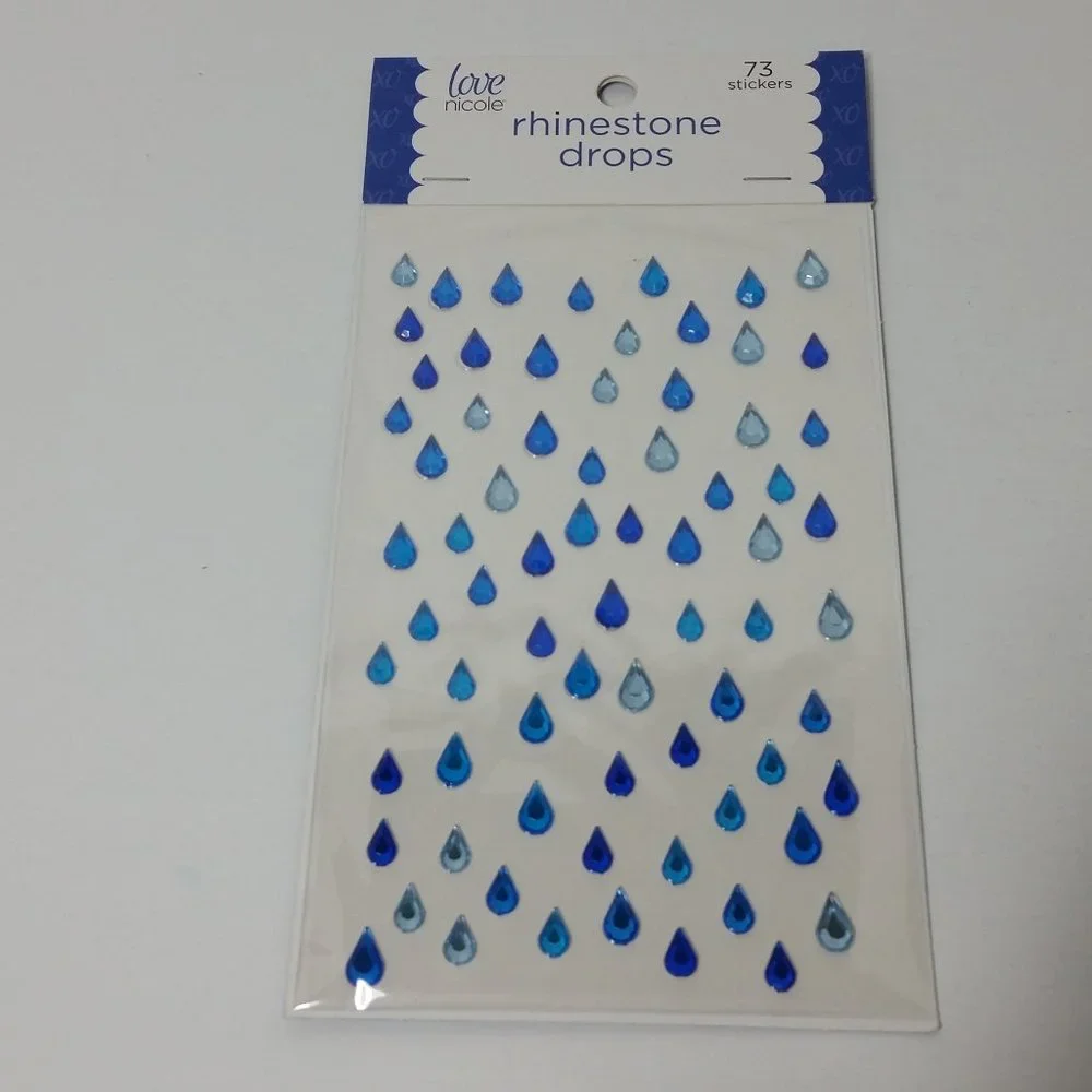 Rhinestone Stickers Shades of Blue Rain Drops (2)